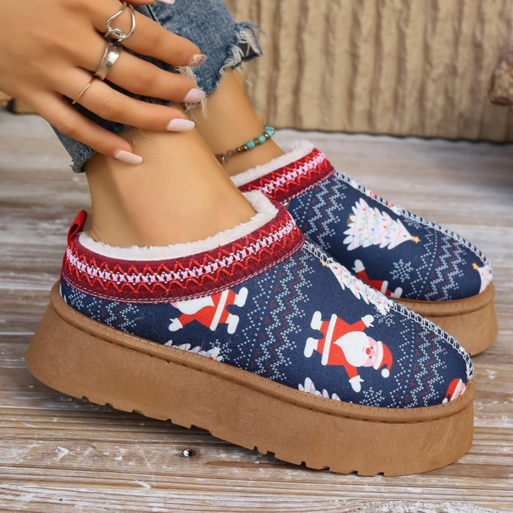 Vinter Jule Tøfler til Kvinder med Pelsfor og Tykkesål