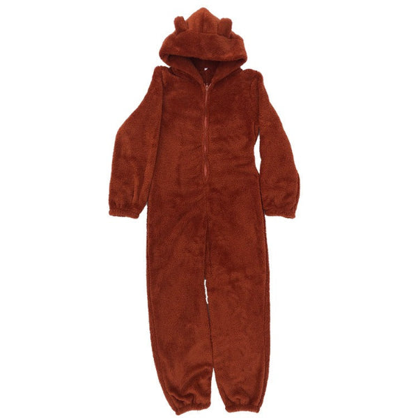 Varm Teddy Fleece Dame Onesie med Hætte