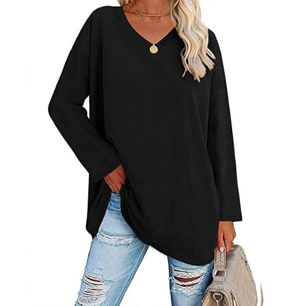 Casual Oversized V-hals Sweater til Kvinder