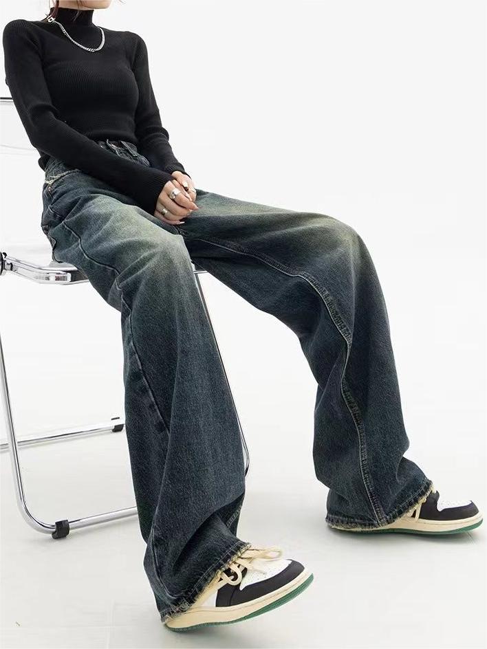 Stilfulde Dame Jeans med Løs Pasform og Vintage Vasket Effekt