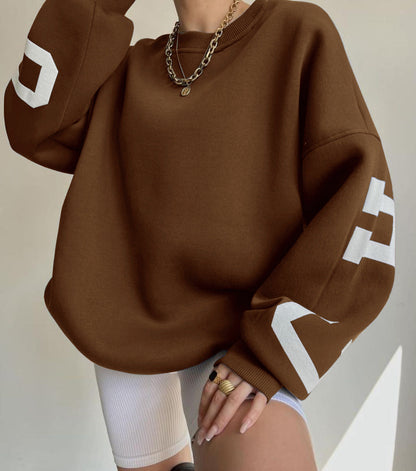 Komfortabel Oversized Sweatshirt til Kvinder med Bogstavprint