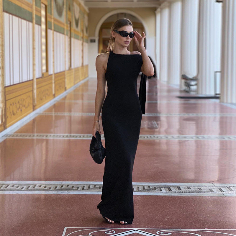 Elegant Dame Maxi Kjole med Én Skulder Design
