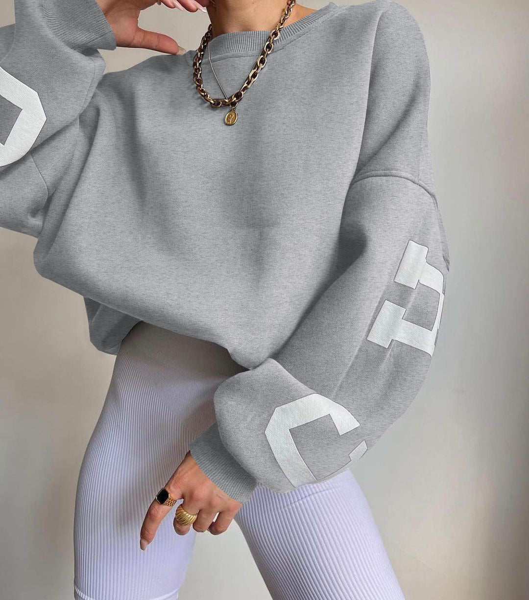 Komfortabel Oversized Sweatshirt til Kvinder med Bogstavprint