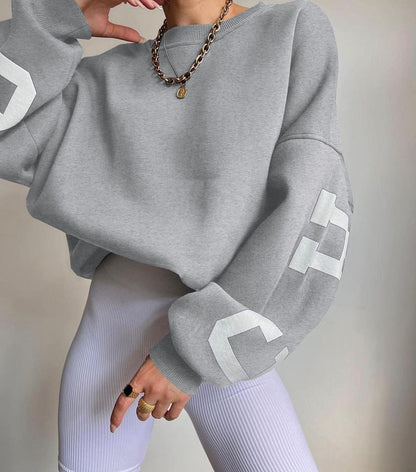 Komfortabel Oversized Sweatshirt til Kvinder med Bogstavprint