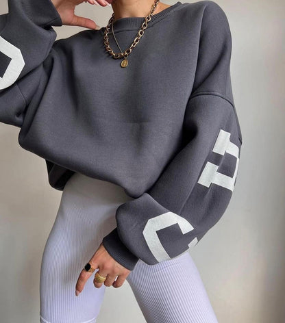 Komfortabel Oversized Sweatshirt til Kvinder med Bogstavprint