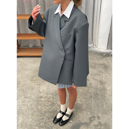 Minimalistisk Chik Lang Oversize Blazer til Damer