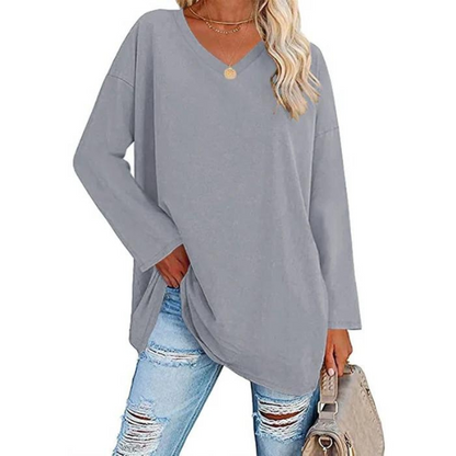 Casual Oversized V-hals Sweater til Kvinder