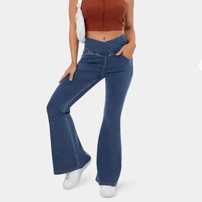 Elastiske og Flatterende Damebukser med Udstillet Ben