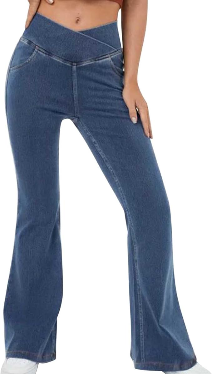 Elastiske og Flatterende Damebukser med Udstillet Ben