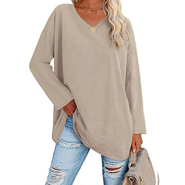 Casual Oversized V-hals Sweater til Kvinder
