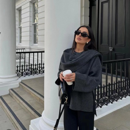 Stilfuld Elegant Dame Kappefrakke med Vide Ærmer