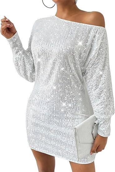 Glitrende Palliet Mini Kjole med Off-Shoulder Look