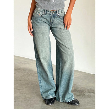 Dame Stretch Lavtaljede Jeans med Vide Ben