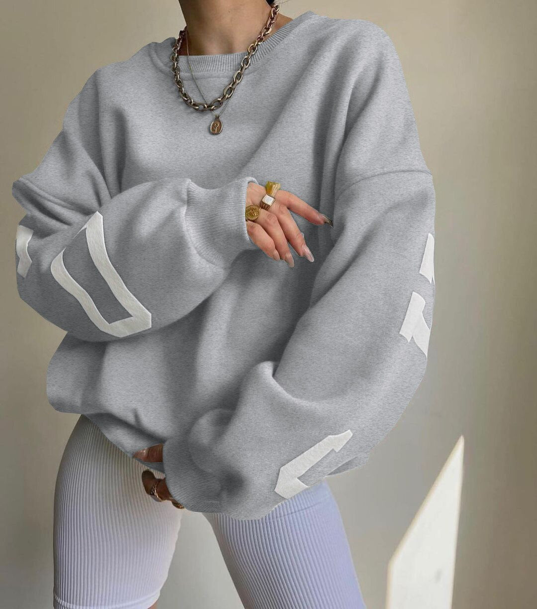 Komfortabel Oversized Sweatshirt til Kvinder med Bogstavprint