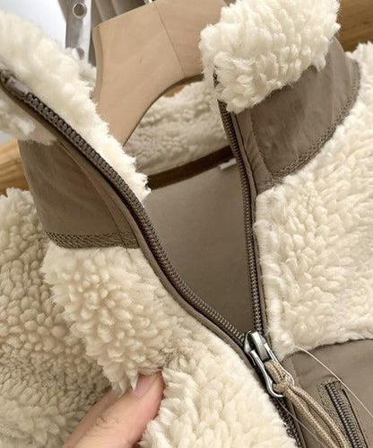 Varm Teddyjakke til Kvinder med Høj Krave og Lynlåslomme