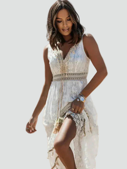 Boheme Maxi Kjole til Damer Trendy Sommer Kjole med Broderi