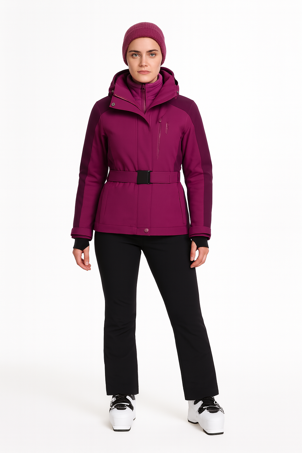 Komfortabelt skisæt til damer med justerbart bælte og lynlås