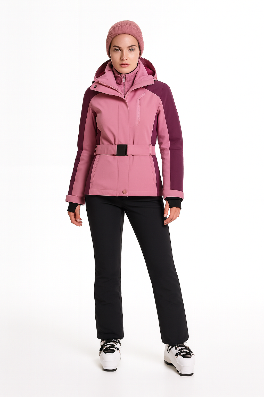 Komfortabelt skisæt til damer med justerbart bælte og lynlås