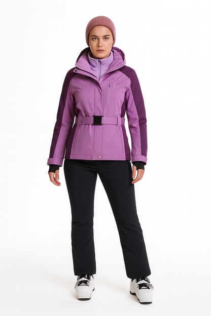 Komfortabelt skisæt til damer med justerbart bælte og lynlås