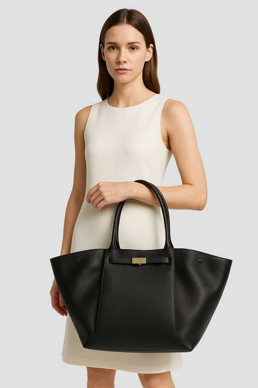 Eksklusiv Dames Oversize Skuldertaske med Gylden Lukning