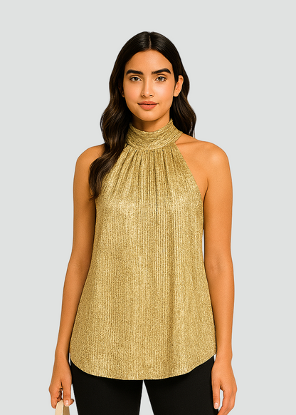 Elegant Glitrende Halterneck Top til Damer