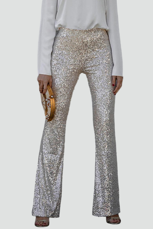 Glimtende Høj Talje Dame Paillet Bukser