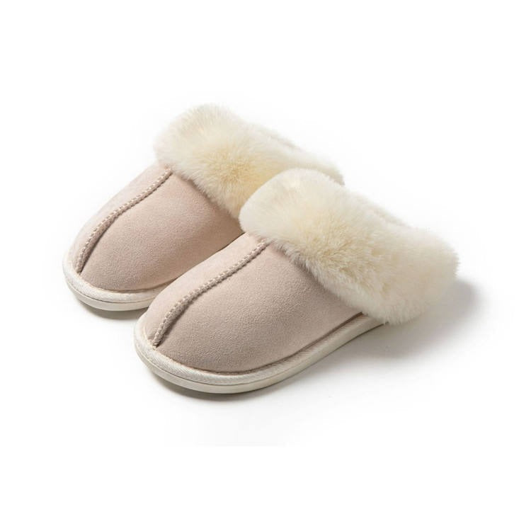 Kvinder Beige Fluffy Tøfler med Skridsikker Sål og Varm Foring