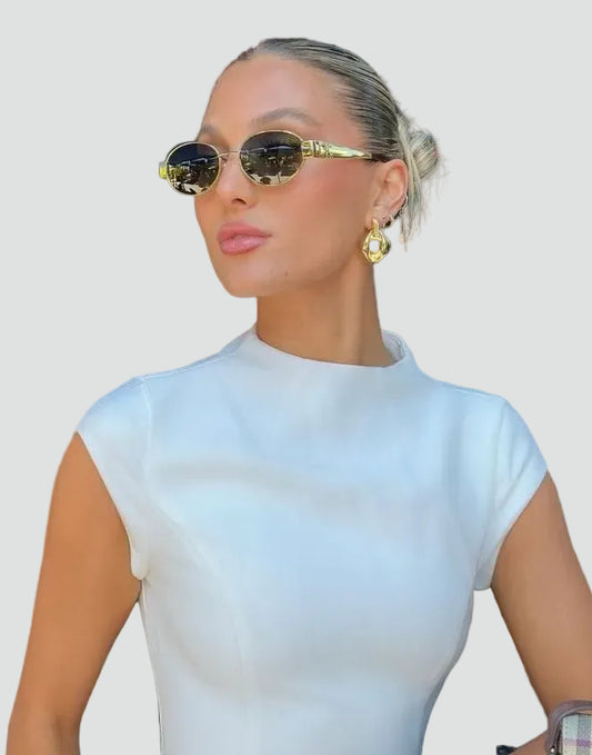 Vintage solbriller til damer med små runde glas og metalstel