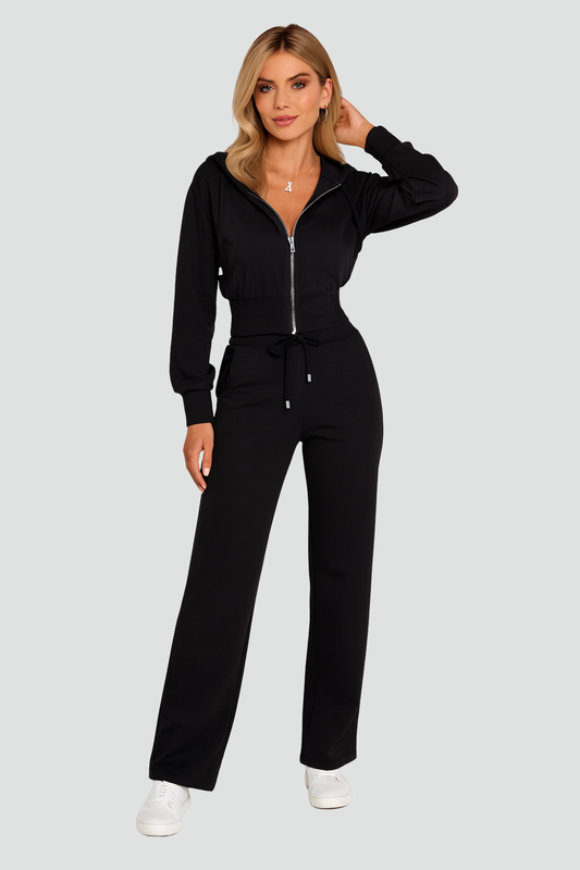 Komfortabelt og Luksuriøst Damesæt med Lynlås og Hætte