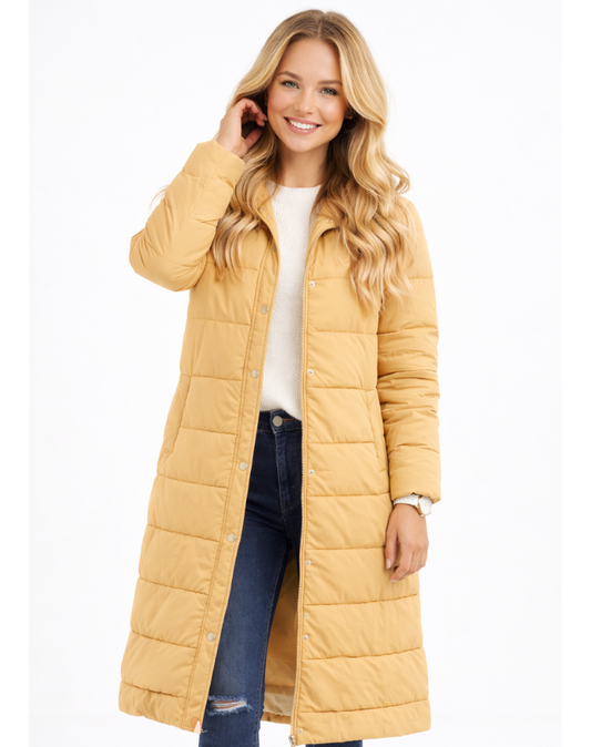 Lang Varm Foret Dame Pufferjakke med Hætte