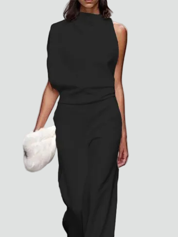 Dame Jumpsuit Med Vide Ben Taljebælte Og Rygudskæring