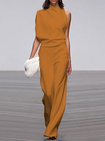 Dame Jumpsuit Med Vide Ben Taljebælte Og Rygudskæring