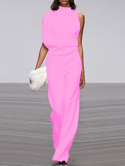 Dame Jumpsuit Med Vide Ben Taljebælte Og Rygudskæring