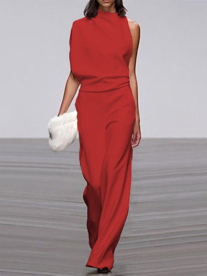 Dame Jumpsuit Med Vide Ben Taljebælte Og Rygudskæring