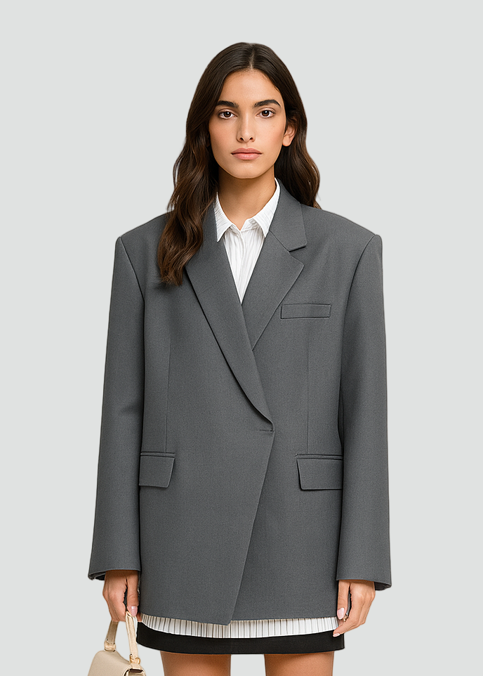 Minimalistisk Chik Lang Oversize Blazer til Damer