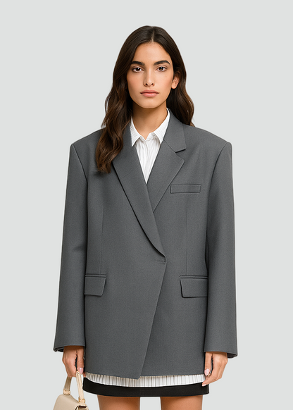 Minimalistisk Chik Lang Oversize Blazer til Damer
