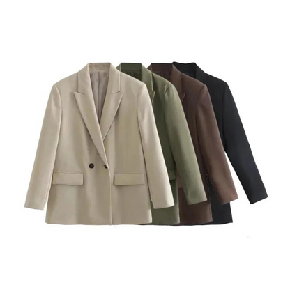 Oversized dame blazer med dobbeltradet lukning til hverdag