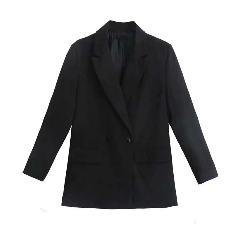 Oversized dame blazer med dobbeltradet lukning til hverdag