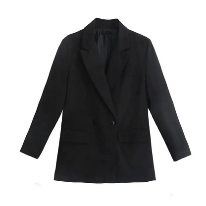 Oversized dame blazer med dobbeltradet lukning til hverdag