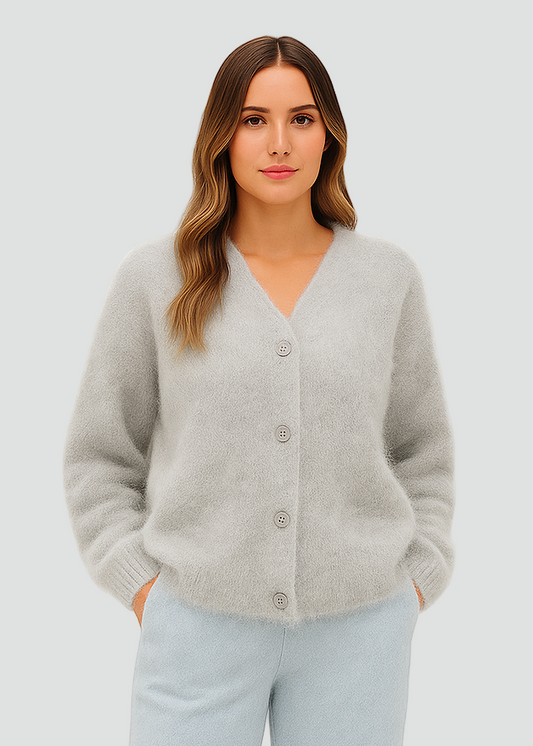 Oversized Blød Dame Fluffy Cardigan med Knapper