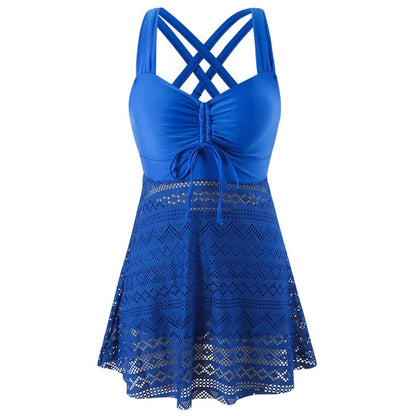 Dame badedragt med nederdel og snøre til strand og pool