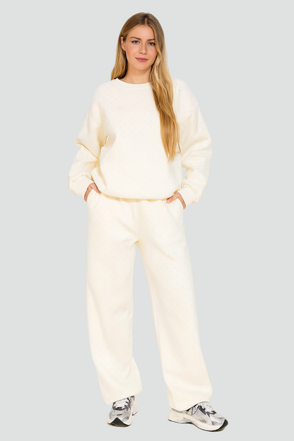 Stilfuld Kvinders Sparkling Loungewear Sæt med Lange Ærmer