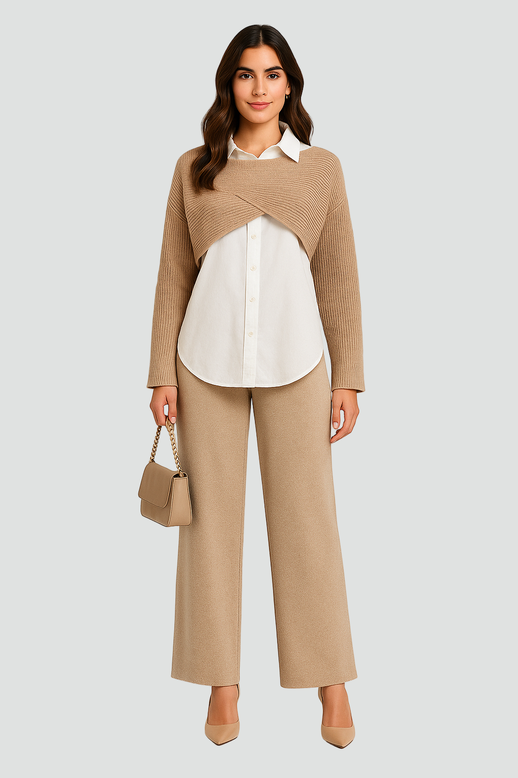 Stilfuldt 3-delt Sæt til Damer med Oversized Bukser