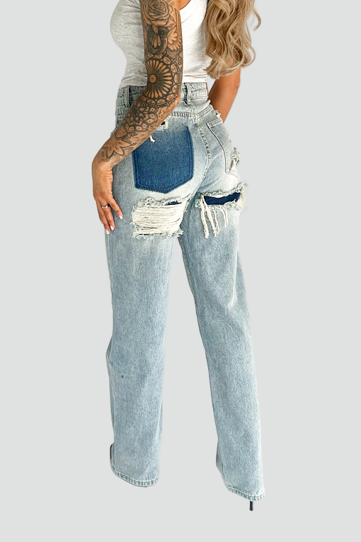 Trendy Vintage Dame Jeans med Ripped detaljer