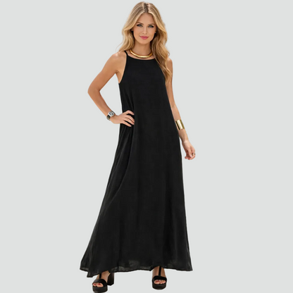 Dame maxi dress sommerkjole med ærmeløs design og løs pasform