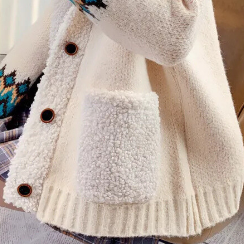 Blød Beige Strikcardigan til Kvinder med Lommer