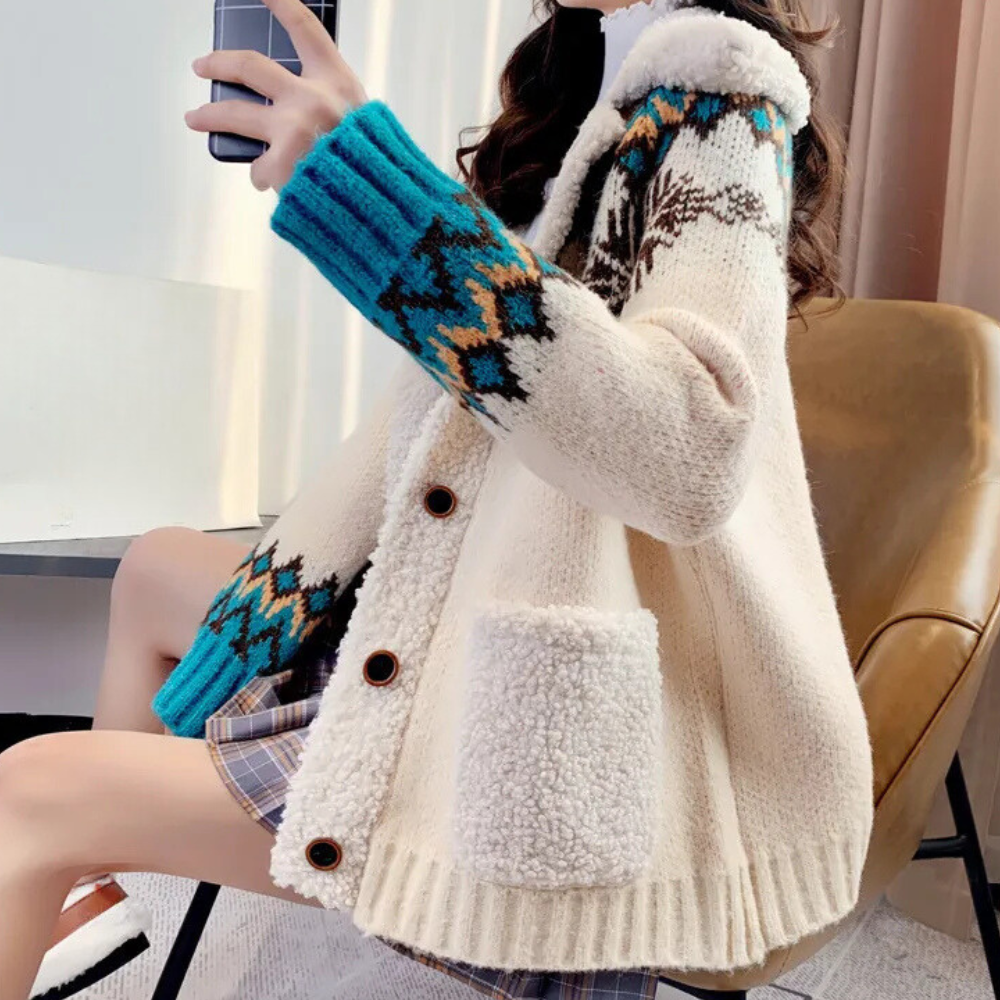 Blød Beige Strikcardigan til Kvinder med Lommer