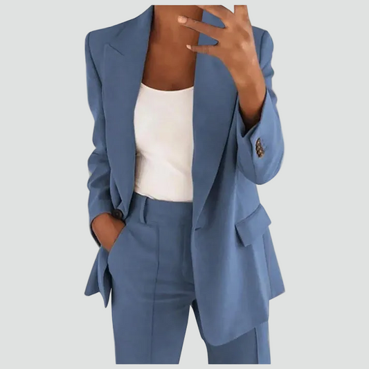 Dame elegant blazer og buksesæt med skræddersyet pasform