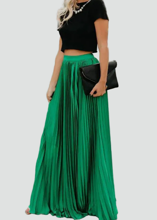 Elegant Plisseret Maxi Nederdel til Damer i Løst Snit