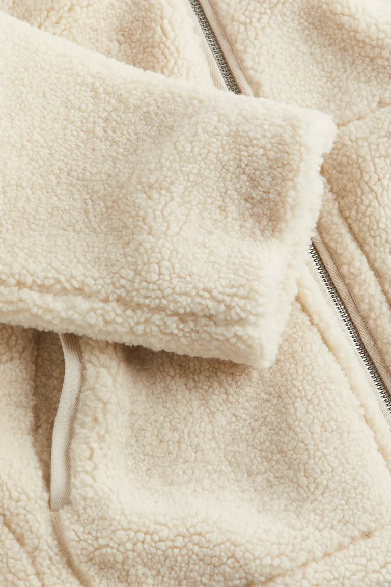 Oversized Teddyjakke til Kvinder med Lynlås og Høj Krave til Vinter